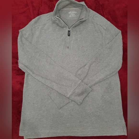 J.Crew Gray Cotton Quarter-zip Pullover - Picture 1 of 8